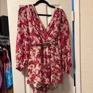 Express Floral Pink and White Romper